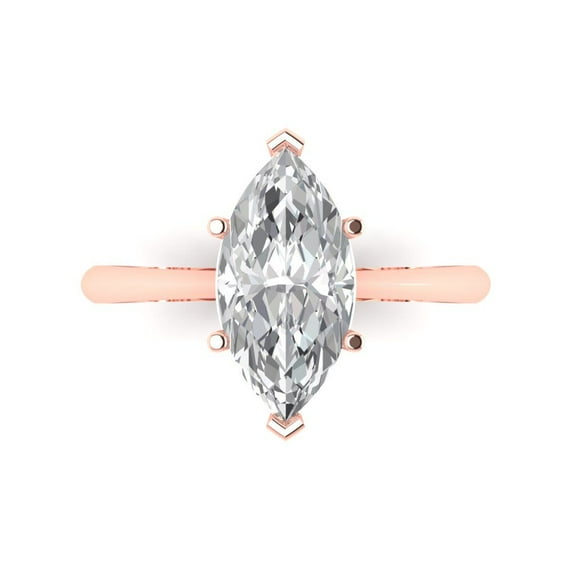 2.5 ct Marquise Cut Moissanite Solitaire Engagement Ring for Women in 18K Rose Gold