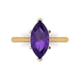 thumbnail image 1 of 2.5 ctw Solitaire Anniversary Ring for Women | Marquise Cut Natural Amethyst | Hyperallergenic Solid 18K Yellow Gold, 1 of 5