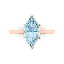 2.5 ct Marquise Cut Natural Aquamarine Solitaire Engagement Ring for Women in 14K Rose Gold