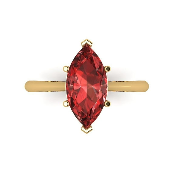 2.5 ctw Solitaire Anniversary Ring for Women | Marquise Cut Natural Garnet | Hyperallergenic Solid 14K Yellow Gold