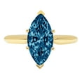 thumbnail image 1 of 2.5 ct Marquise Cut Natural London Blue Topaz Solitaire 18K Yellow Gold Womens Engagement Ring, 1 of 3