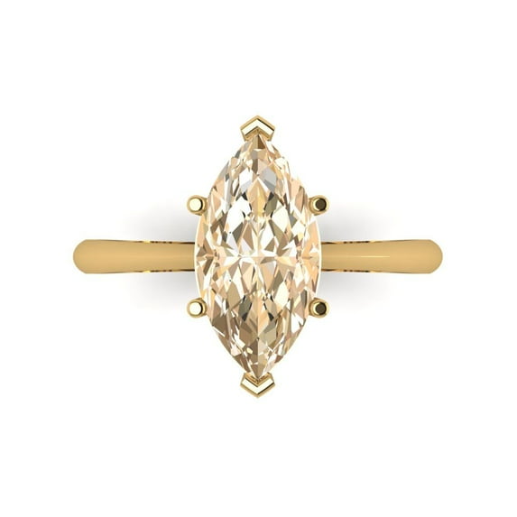 Clara Pucci 14K Yellow Gold 2.5ct Morganite Solitaire Ring for Women