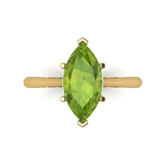 Clara Pucci 14K Yellow Gold 2.5ct Peridot Solitaire Ring for Women