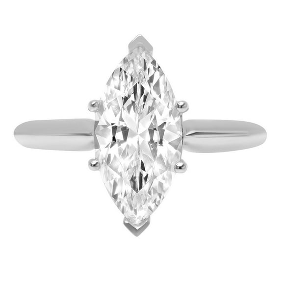 2.5 ct Marquise Cut Simulated Diamond Solitaire 18K White Gold Womens Engagement Ring