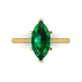 thumbnail image 1 of 2.5 ctw Solitaire Anniversary Ring for Women | Marquise Cut Simulated Emerald | Hyperallergenic Solid 14K Yellow Gold, 1 of 5