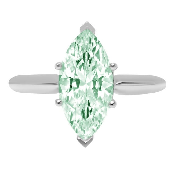 2.5 ct Marquise Cut Simulated Green Diamond Solitaire 14K White Gold Womens Engagement Ring