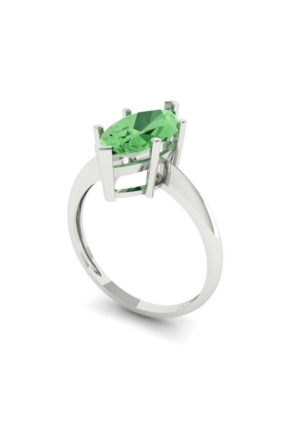 2.5 ct Marquise Cut Simulated Green Diamond Solitaire Engagement Ring for Women in 18K White Gold
