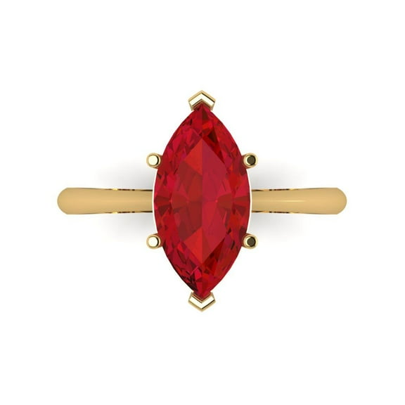 2.5 ctw Solitaire Anniversary Ring for Women | Marquise Cut Simulated Pink Tourmaline | Hyperallergenic Solid 14K Yellow Gold