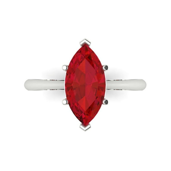 2.5 ctw Solitaire Anniversary Ring for Women | Marquise Cut Simulated Pink Tourmaline | Hyperallergenic Solid 18K White Gold