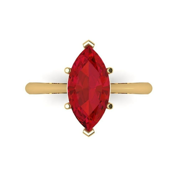 2.5 ct Marquise Cut Simulated Pink Tourmaline Solitaire Engagement Ring for Women in 18K Yellow Gold