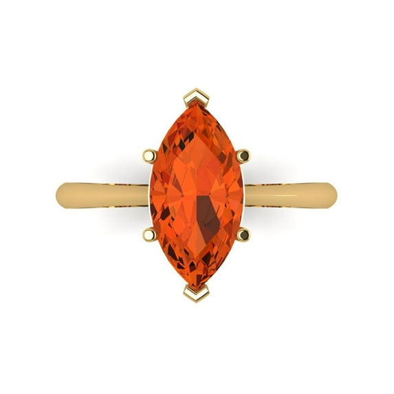 2.5 ctw Solitaire Anniversary Ring for Women | Marquise Cut Simulated Red Diamond | Hyperallergenic Solid 14K Yellow Gold