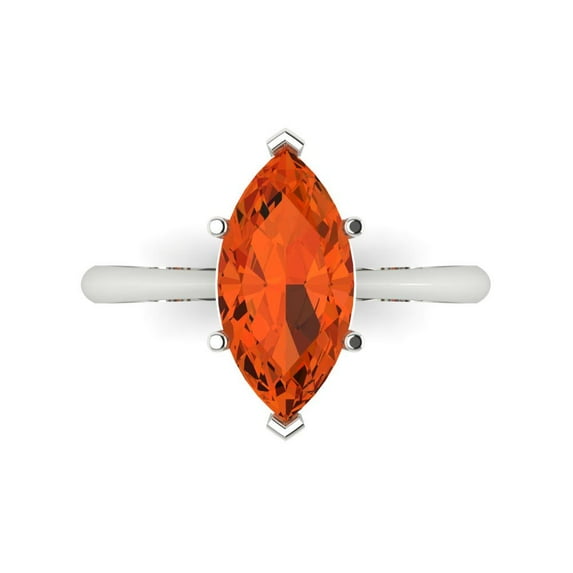 2.5 ctw Solitaire Anniversary Ring for Women | Marquise Cut Simulated Red Diamond | Hyperallergenic Solid 18K White Gold