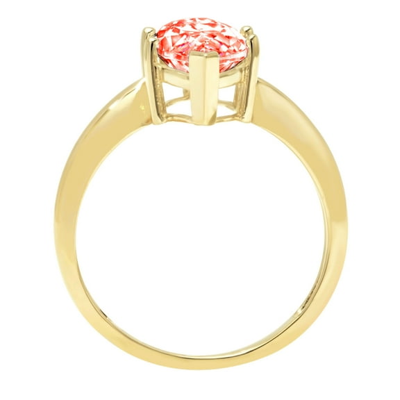 2.5 ct Marquise Cut Simulated Red Diamond Solitaire Engagement Ring for Women in 18K Yellow Gold