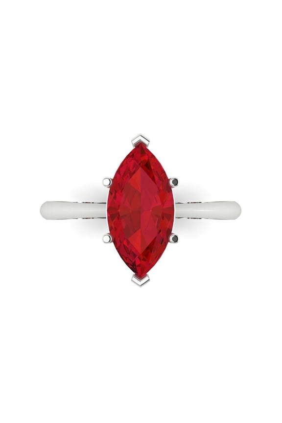 2.5 ct Marquise Cut Simulated Ruby Solitaire Engagement Ring for Women in 14K White Gold
