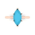thumbnail image 1 of 2.5 ctw Solitaire Anniversary Ring for Women | Marquise Cut Simulated Turquoise | Hyperallergenic Solid 14K Rose Gold, 1 of 5