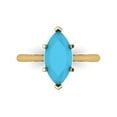thumbnail image 1 of 2.5 ctw Solitaire Anniversary Ring for Women | Marquise Cut Simulated Turquoise | Hyperallergenic Solid 18K Yellow Gold, 1 of 5