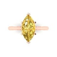 thumbnail image 1 of Clara Pucci 14K Rose Gold Solid Gold Yellow Solitaire Anniversary Ring for Women - 2.5 cttw Marquise Cut, 1 of 7
