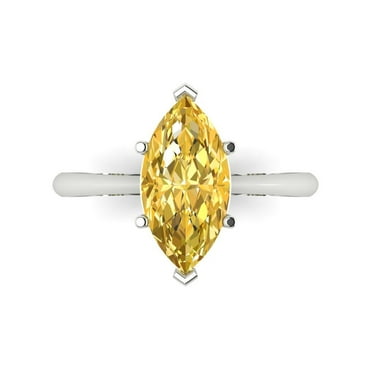 2.5 ct Marquise Cut Simulated Yellow Diamond Solitaire Engagement Ring for Women in 14K White Gold