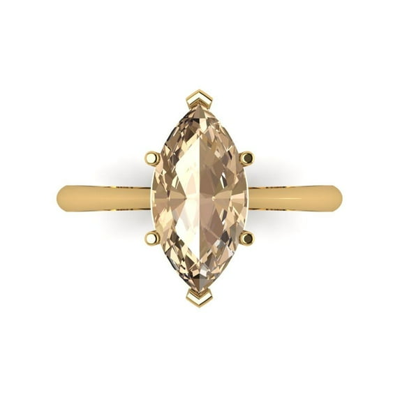 2.5 ct Marquise Cut Yellow Moissanite Solitaire Engagement Ring for Women in 18K Yellow Gold