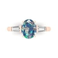 thumbnail image 1 of 2.5 ctw 3 Stone Anniversary Ring for Women | Oval Cut Blue Moissanite | Hyperallergenic Solid 18K Rose Gold, 1 of 5