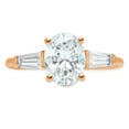 thumbnail image 1 of 2.5 ct Oval Cut Genuine Cultured Diamond SI1-SI2 I-J 14K Rose Gold Three-Stone Promise Wedding Statement Engagement Designer Ring W/ Crystal side stones size 10.5, 1 of 7
