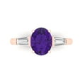 thumbnail image 1 of Clara Pucci 14K Rose Gold Solid Gold Amethyst Three-Stone Anniversary Ring for Women - 2.5 cttw Oval Cut, 1 of 7
