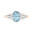 thumbnail image 1 of Clara Pucci 14K Rose Gold Solid Gold Aquamarine Three-Stone Anniversary Ring for Women - 2.5 cttw Oval Cut, 1 of 7