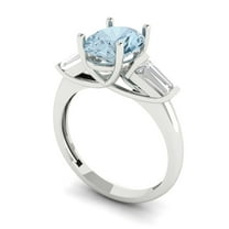 2.5 ct Oval Cut Natural Aquamarine Three-Stone Engagement Ring for Women in 18K White Gold