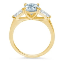 2.5 ct Oval Cut Natural Aquamarine Three-Stone Engagement Ring for Women in 18K Yellow Gold