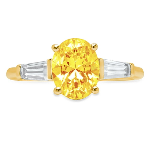 2.5 ct Oval Cut Natural Citrine 3 Stone 14K Yellow Gold Womens Engagement Ring