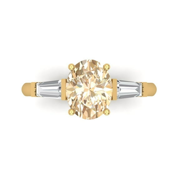 Three-Stone Engagement Ring for Women - 2.5ct Natural Morganite in 14K Yellow Gold Promise Ring
