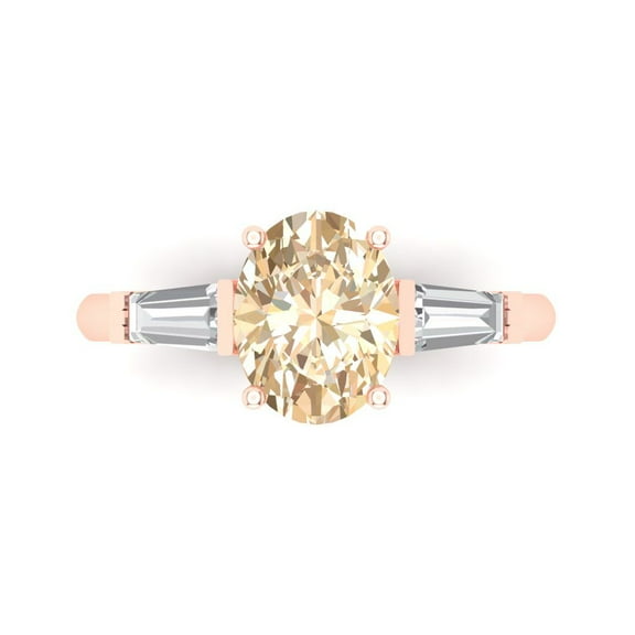 Clara Pucci 14K Rose Gold 2.5ct Morganite Three-Stone Ring for Women