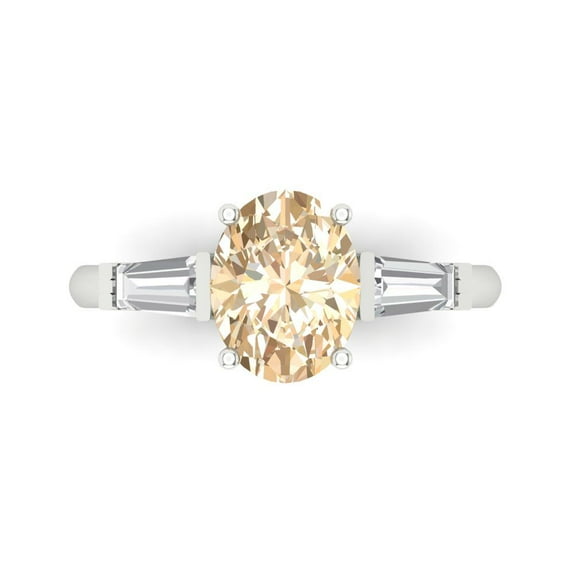 2.5 ct Oval Cut Natural Morganite Three-Stone Engagement Ring for Women in 18K White Gold