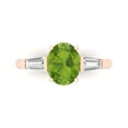 thumbnail image 1 of 2.5 ct Oval Cut Natural Peridot Three-Stone Engagement Ring for Women in 18K Rose Gold, 1 of 5