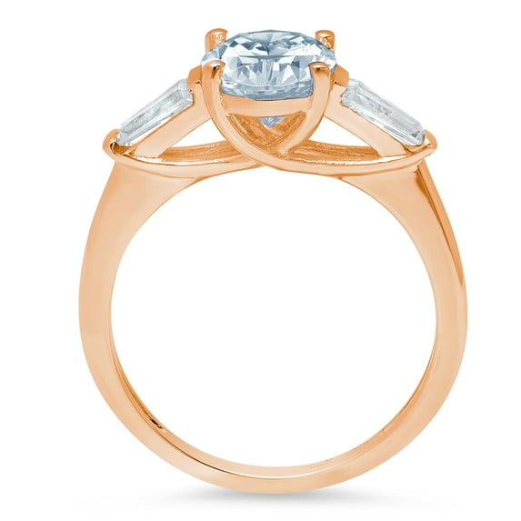 2.5 ct Oval Cut Simulated Blue Diamond Three-Stone Engagement Ring for Women in 14K Rose Gold