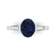 thumbnail image 1 of 2.5 ctw 3 Stone Anniversary Ring for Women | Oval Cut Simulated Blue Sapphire | Hyperallergenic Solid 18K White Gold, 1 of 5