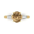 thumbnail image 1 of Clara Pucci 14K Yellow Gold Solid Gold Champagne Three-Stone Anniversary Ring for Women - 2.5 cttw Oval Cut, 1 of 7