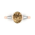 thumbnail image 1 of 2.5 ct Oval Cut Simulated Champagne Diamond Three-Stone Engagement Ring for Women in 18K Rose Gold, 1 of 5