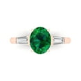thumbnail image 1 of 2.5 ctw 3 Stone Anniversary Ring for Women | Oval Cut Simulated Emerald | Hyperallergenic Solid 14K Rose Gold, 1 of 5