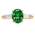 thumbnail image 1 of 2.5 ct Oval Cut Simulated Emerald 3 Stone 14K Rose Gold Womens Engagement Ring, 1 of 5