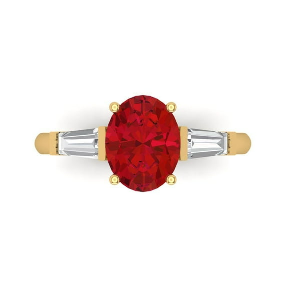 Clara Pucci 14K Yellow Gold Solid Gold Tourmaline Three-Stone Anniversary Ring for Women - 2.5 cttw Oval Cut