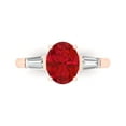 thumbnail image 1 of 2.5 ct Oval Cut Simulated Ruby 3 Stone 14K Rose Gold Womens Engagement Ring, 1 of 5