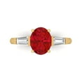 thumbnail image 1 of 2.5 ct Oval Cut Simulated Ruby Three-Stone Engagement Ring for Women in 18K Yellow Gold, 1 of 5