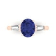 thumbnail image 1 of 2.5 ct Oval Cut Simulated Tanzanite 3 Stone 18K Rose Gold Womens Engagement Ring, 1 of 5