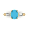 thumbnail image 1 of 2.5 ct Oval Cut Simulated Turquoise 3 Stone 14K Yellow Gold Womens Engagement Ring, 1 of 7