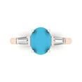 thumbnail image 1 of 2.5 ct Oval Cut Simulated Turquoise 3 Stone 18K Rose Gold Womens Engagement Ring, 1 of 5