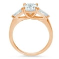 thumbnail image 1 of 2.5 ct Oval Cut White Sapphire Three-Stone Engagement Ring for Women in 14K Rose Gold, 1 of 2