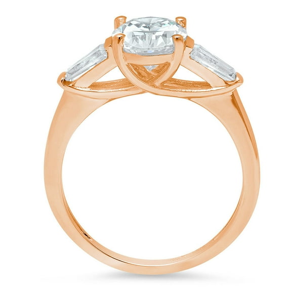 2.5 ct Oval Cut White Sapphire Three-Stone Engagement Ring for Women in 14K Rose Gold