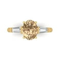 thumbnail image 1 of 2.5 ctw 3 Stone Anniversary Ring for Women | Oval Cut Yellow Moissanite | Hyperallergenic Solid 18K Yellow Gold, 1 of 5
