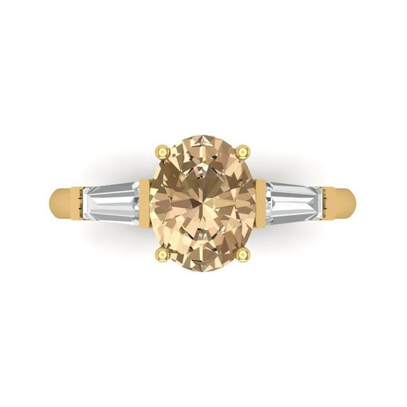 Clara Pucci 14K Yellow Gold 2.5ct YellowMoissanite Three-Stone Ring
